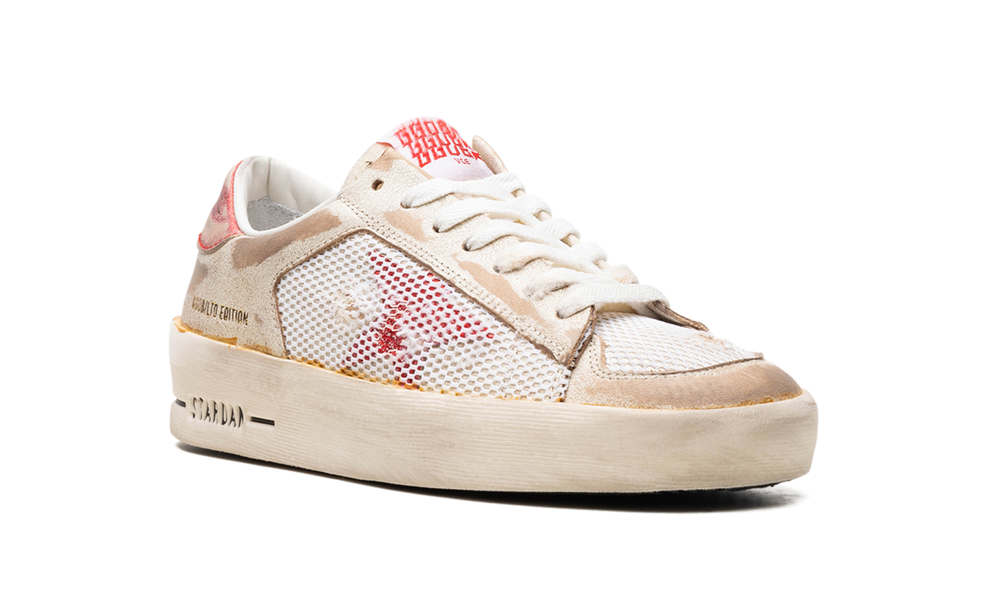 STARDAN LEATHER UPPER WITH NET LAMINATED LEATHER STAR AND HEEL LEATHER TOE "WHITE RED"