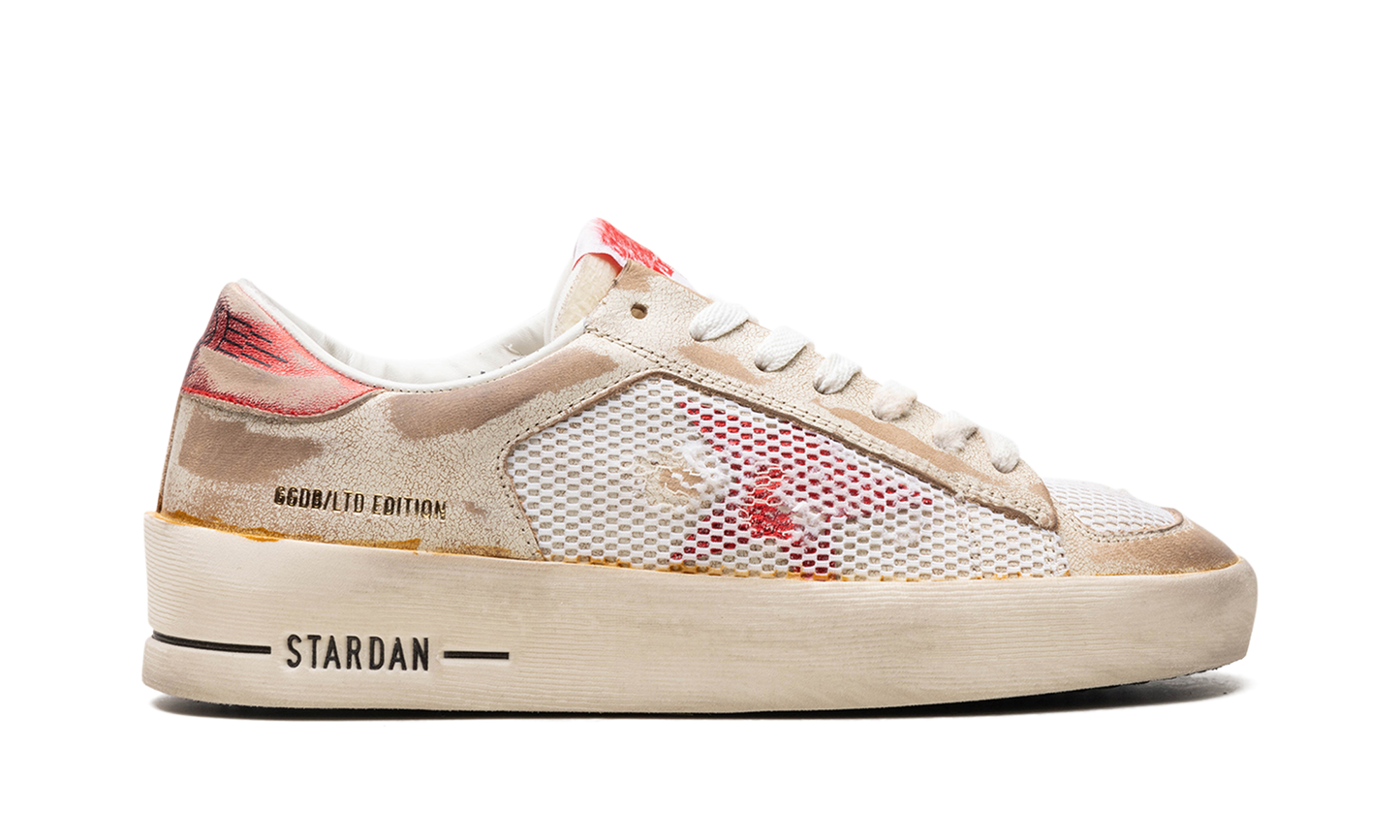 STARDAN LEATHER UPPER WITH NET LAMINATED LEATHER STAR AND HEEL LEATHER TOE "WHITE RED"