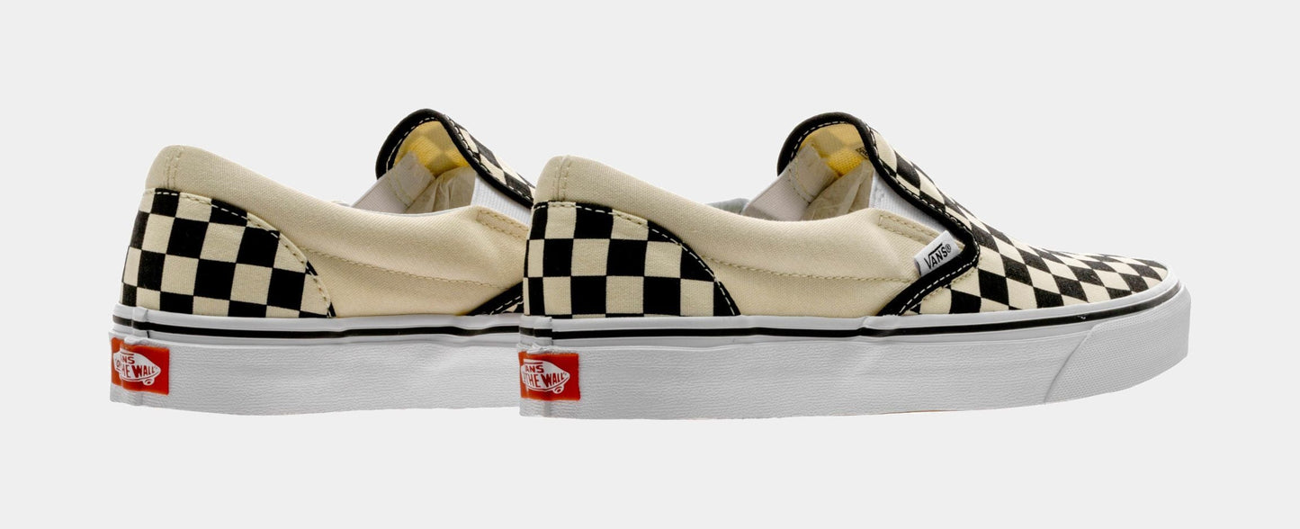 Classic Slip On Checkerboard Mens Skateboarding Shoe (Black/White)