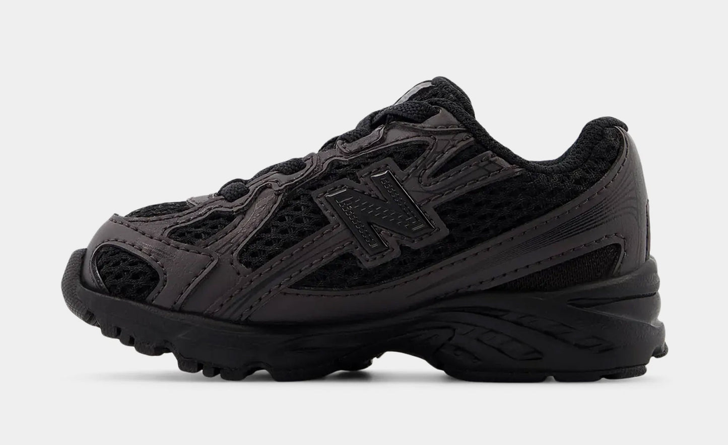 740 Bungee Lace Infant Toddler Lifestyle Shoes (Black Cement)