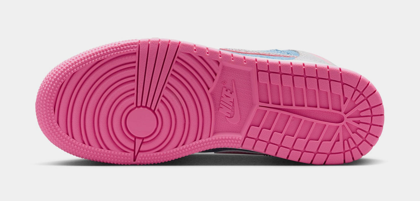 Air Jordan 1 Mid SE Grade School Lifestyle Shoes (Cobalt Bliss/White/Pink Glow)