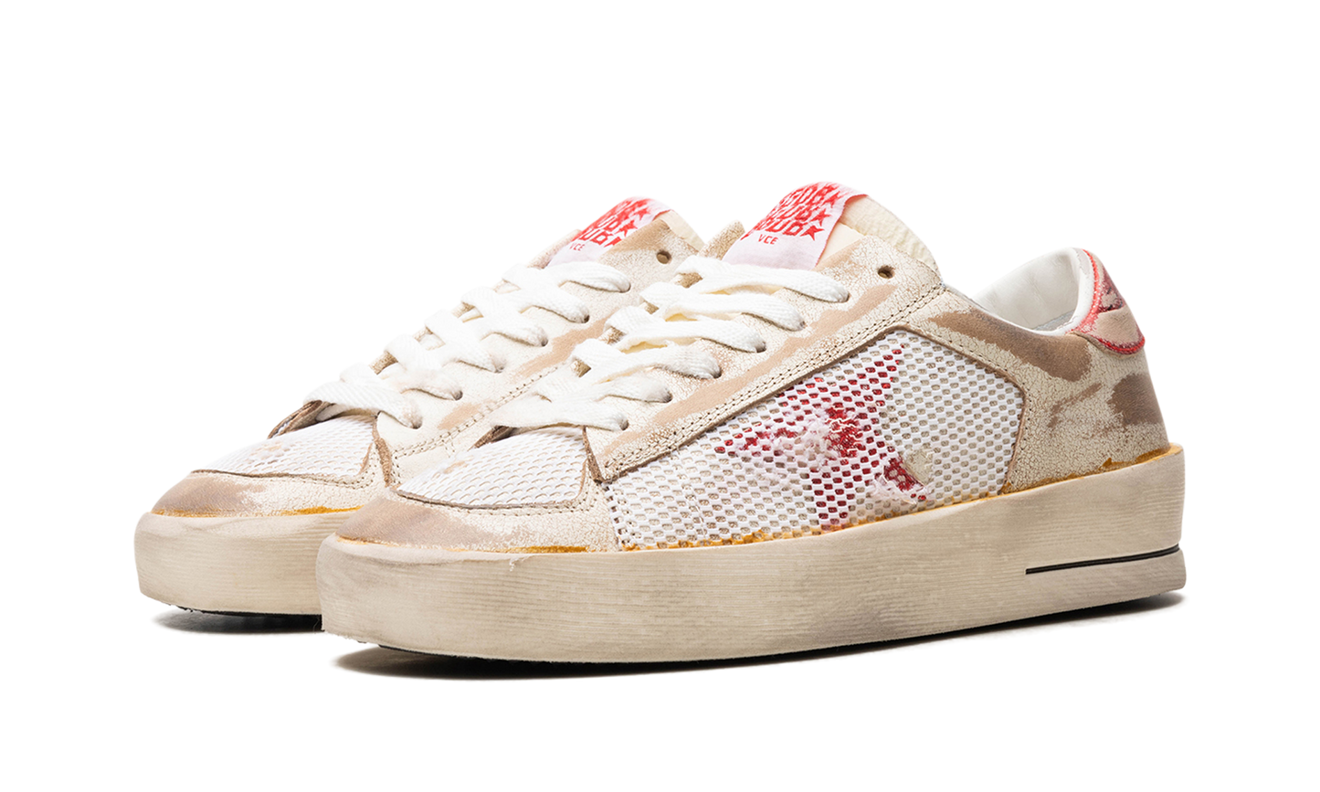 STARDAN LEATHER UPPER WITH NET LAMINATED LEATHER STAR AND HEEL LEATHER TOE "WHITE RED"