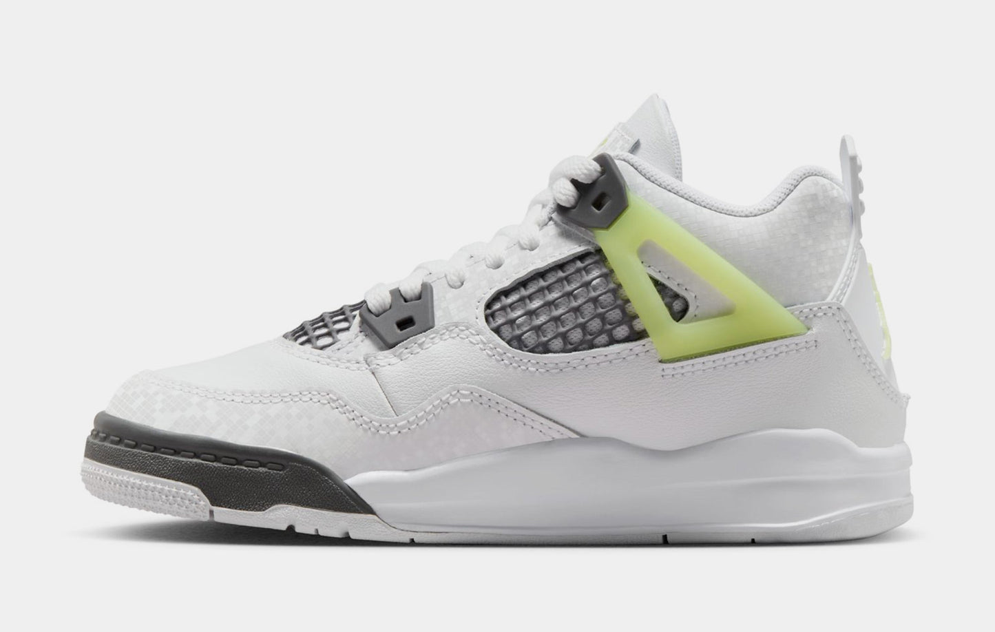 Air Jordan 4 Retro Light Lemon Twist Preschool Lifestyle Shoes (White/Light Lemon Twist/Light Graphite)