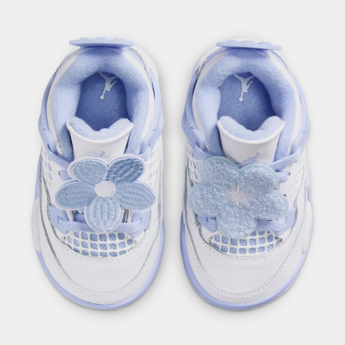 Air Jordan 4 Retro Aluminum Infant Toddler Lifestyle Shoes (White/Aluminum Blue/Tint Oil Green)