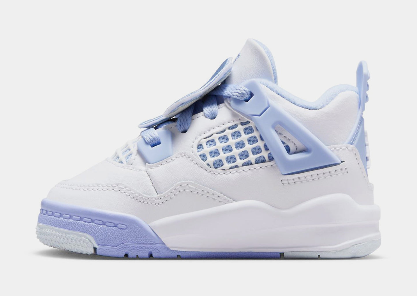 Air Jordan 4 Retro Aluminum Infant Toddler Lifestyle Shoes (White/Aluminum Blue/Tint Oil Green)