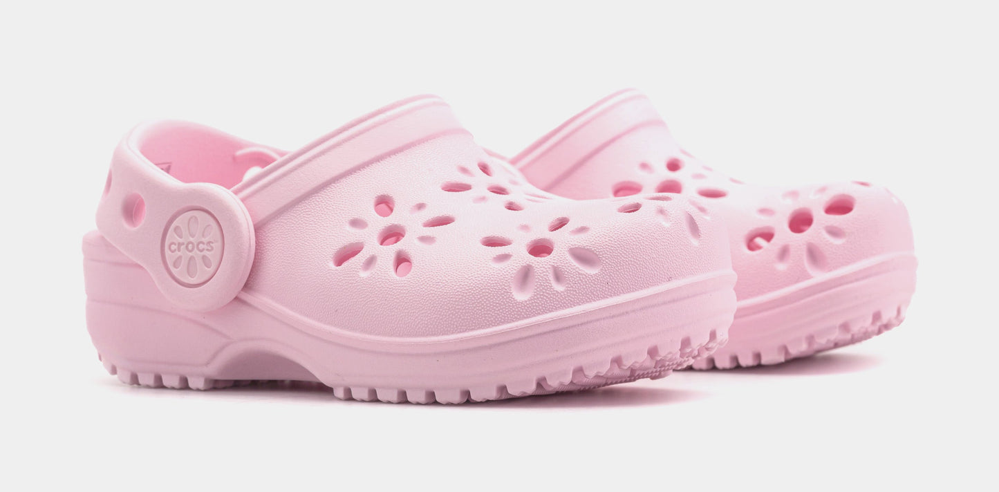 Classic Clog Floral Cut Out Infant Toddler Sandals (Pink)