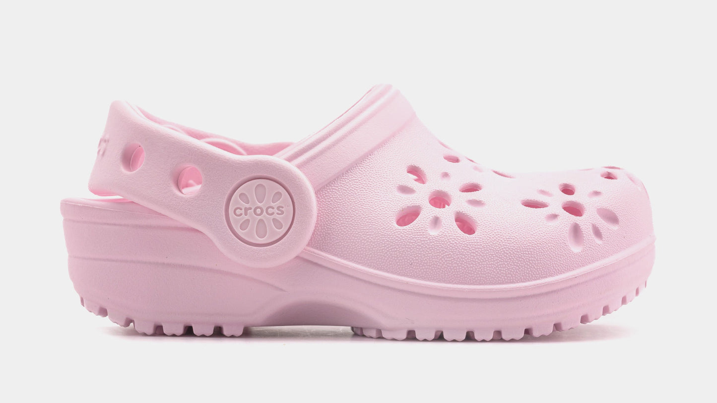 Classic Clog Floral Cut Out Infant Toddler Sandals (Pink)