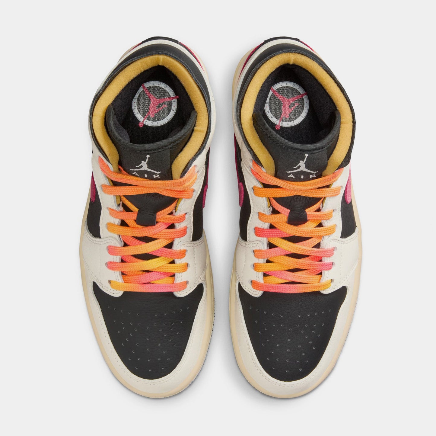 Air Jordan 1 Mid SE Edge Womens Lifestyle Shoes (Pale Ivory/Racer Pink/Black/Muslin)