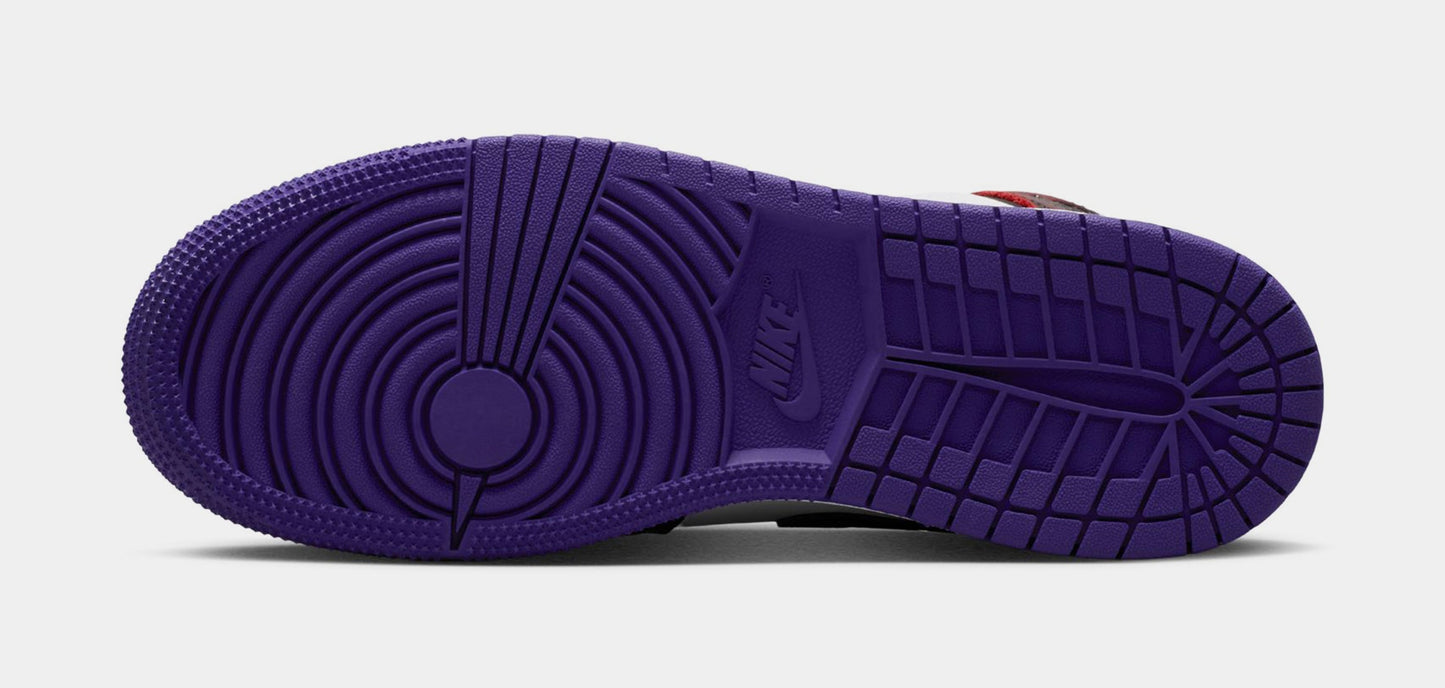 Air Jordan 1 Mid SE Grade School Lifestyle Shoes (True Red/Black/White/Court Purple)