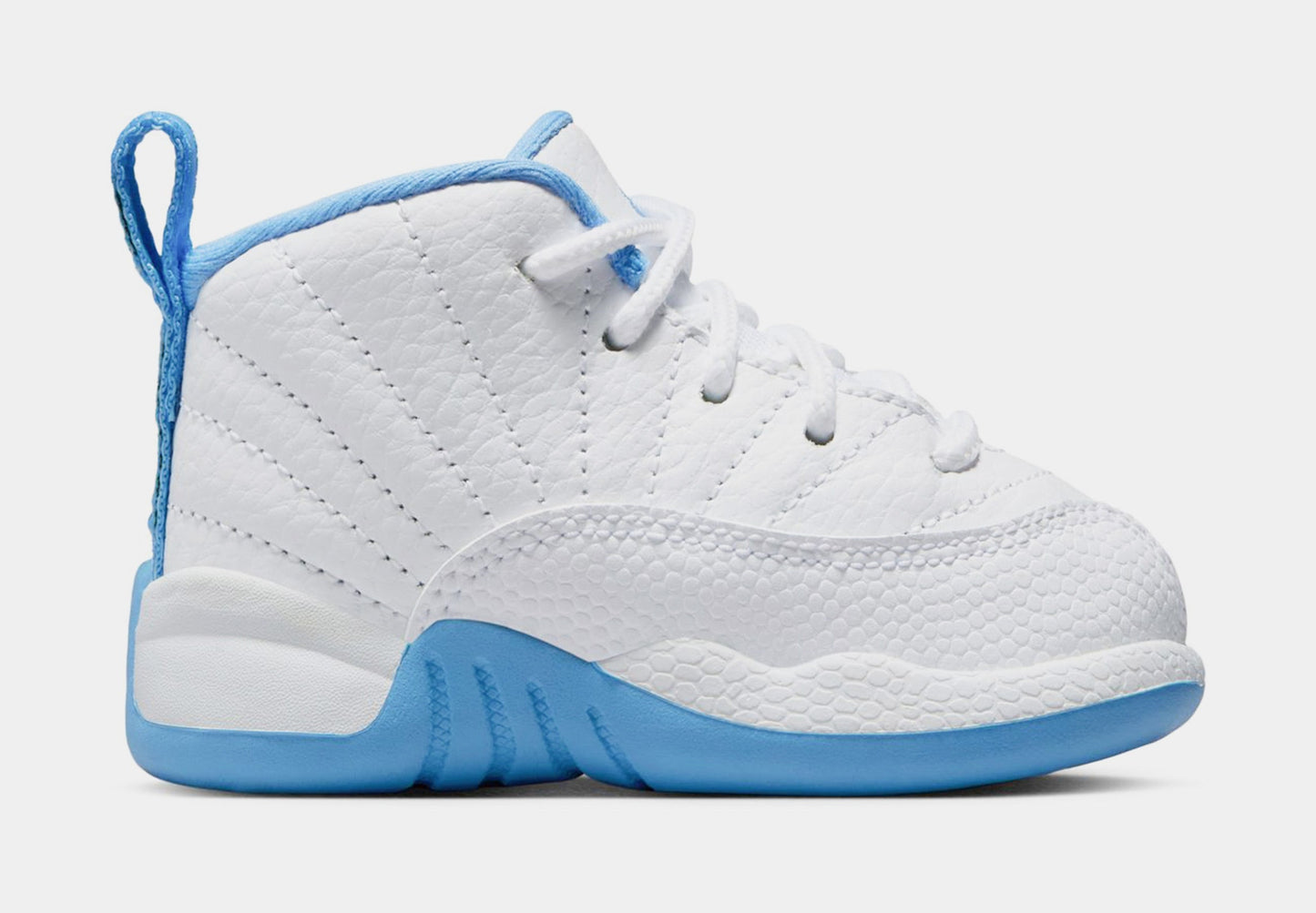 Air Jordan 12 Retro White and University Blue Infant Toddler Lifestyle Shoes (White/University Blue/Metallic Silver)