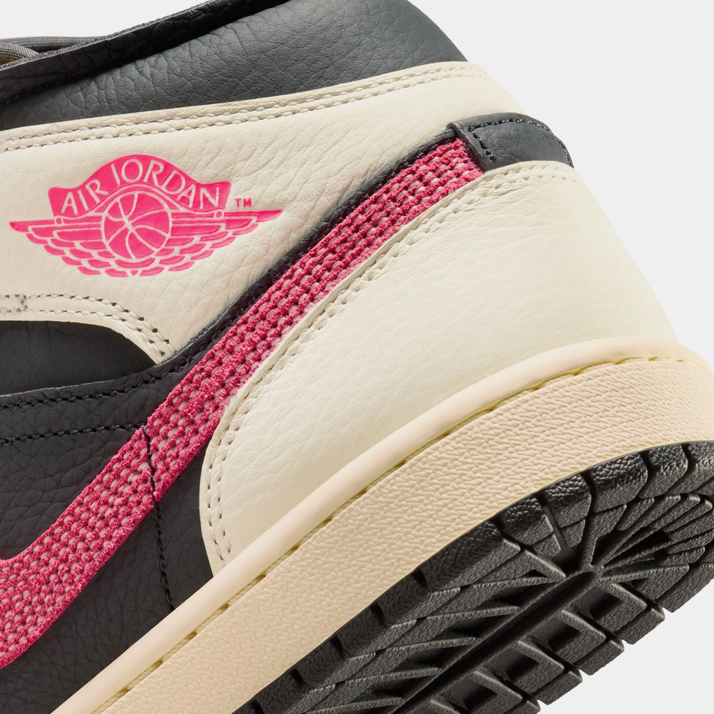 Air Jordan 1 Mid SE Edge Womens Lifestyle Shoes (Pale Ivory/Racer Pink/Black/Muslin)
