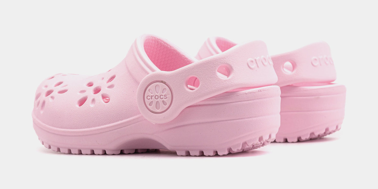 Classic Clog Floral Cut Out Infant Toddler Sandals (Pink)