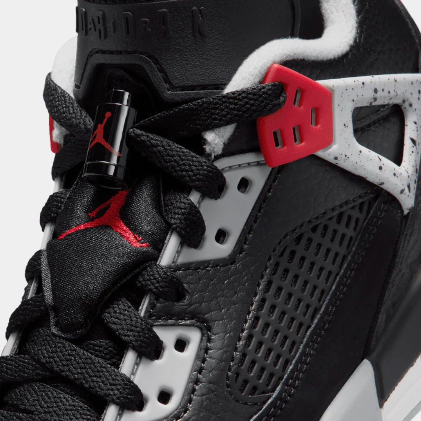 Spizike Low Grade School Basketball Shoes (Black/Wolf Grey/White/Gym Red)