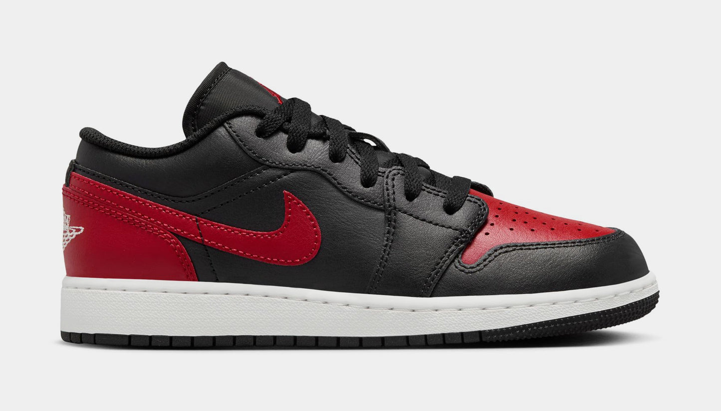 Air Jordan 1 Low Grade School Basketball Shoes (Black/Varsity Red/Summit White)