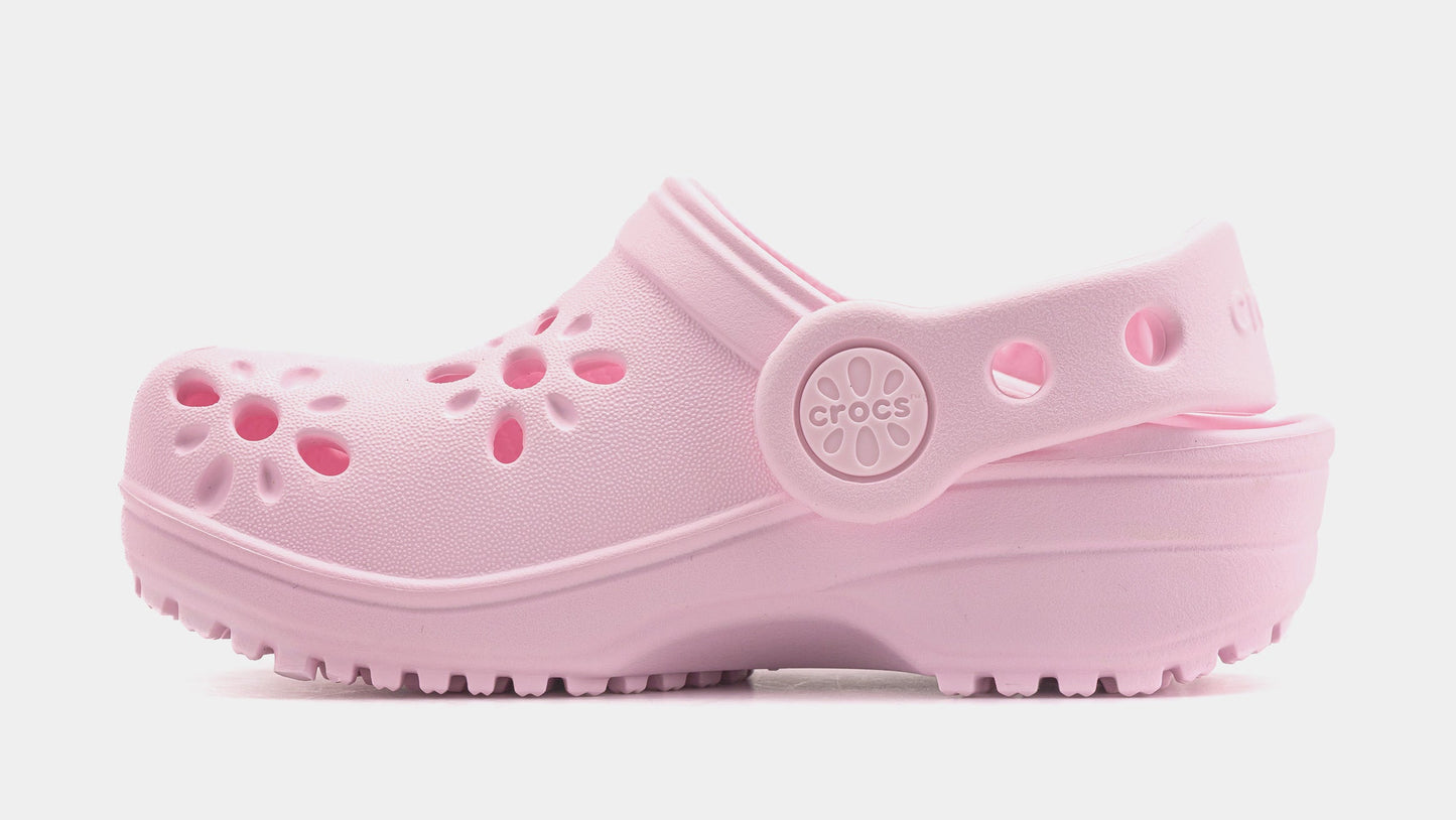 Classic Clog Floral Cut Out Infant Toddler Sandals (Pink)