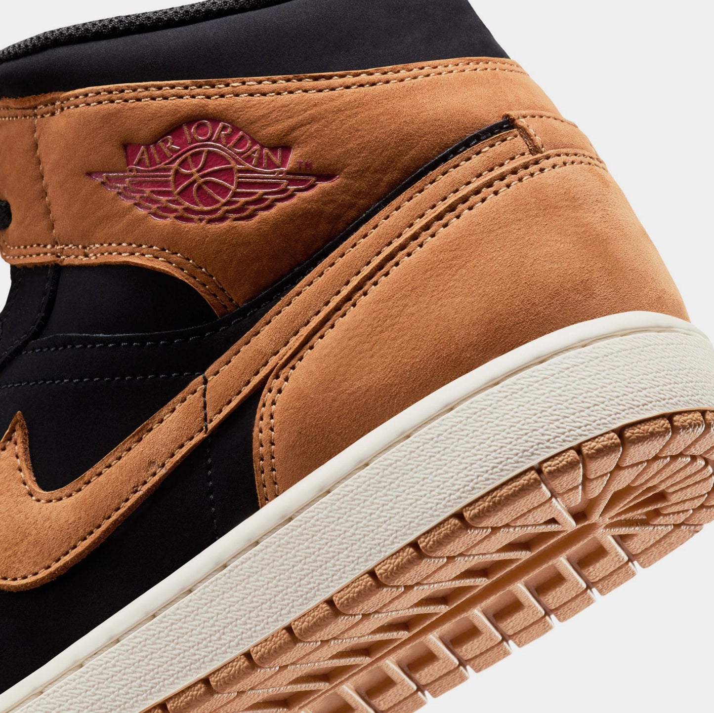 Air Jordan 1 Mid SE Mens Lifestyle Shoes (Black/Varsity Red/Sail/Flax)