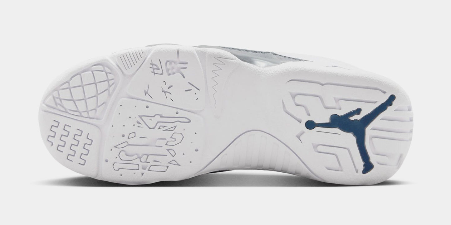 Air Jordan 9 Retro Flint Grey and French Blue Preschool Lifestyle Shoes (White/French Blue/Flint Grey)