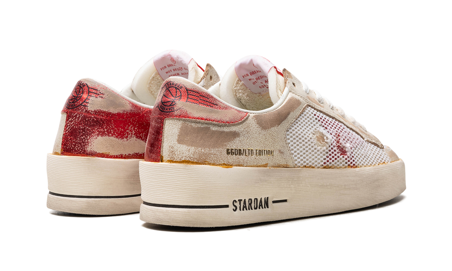 STARDAN LEATHER UPPER WITH NET LAMINATED LEATHER STAR AND HEEL LEATHER TOE "WHITE RED"