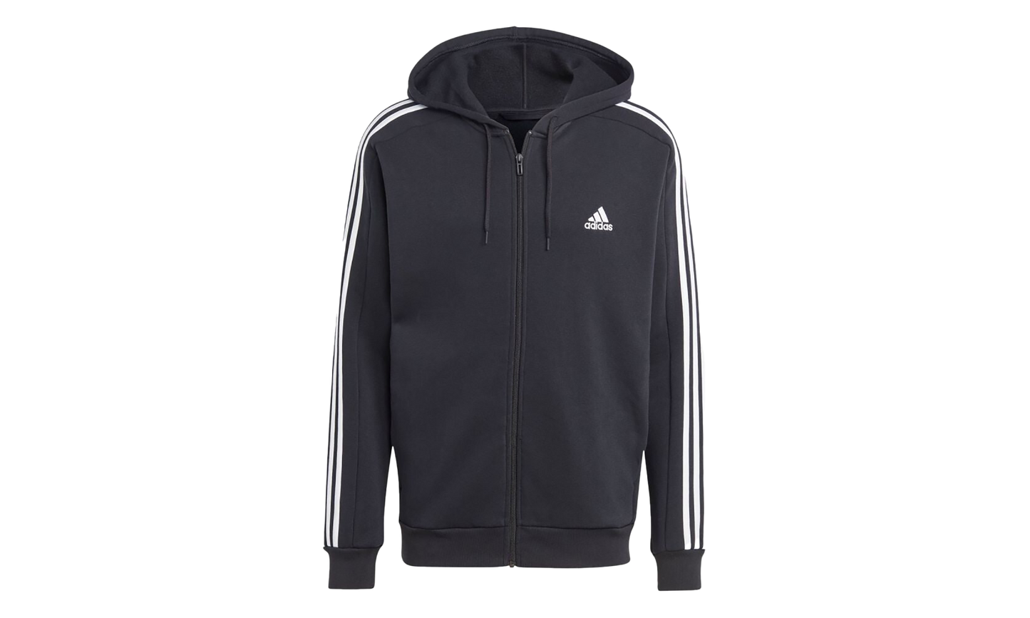 Essentials Fleece 3 Stripes Full-Zip Hoodie "Black" ib4029